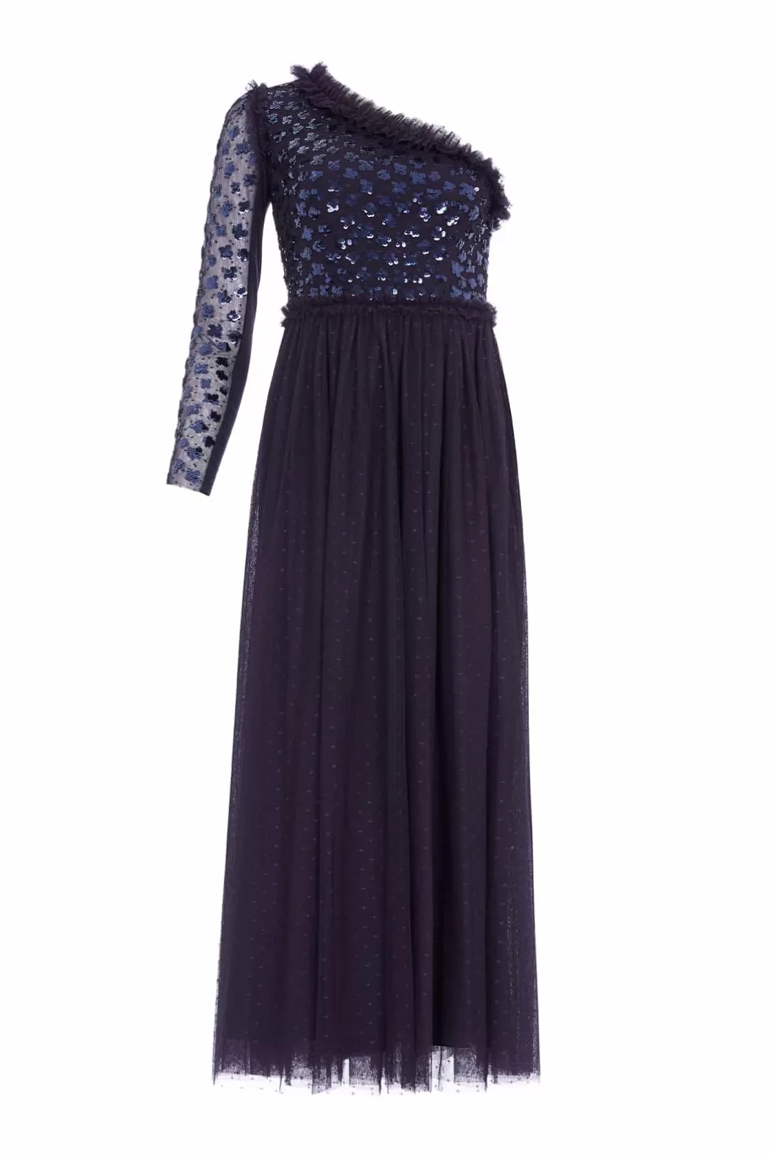 Needle & Thread Plus Size | Suknie Wieczorowe-Glisten Bodice One-Shoulder Ankle Gown Blue