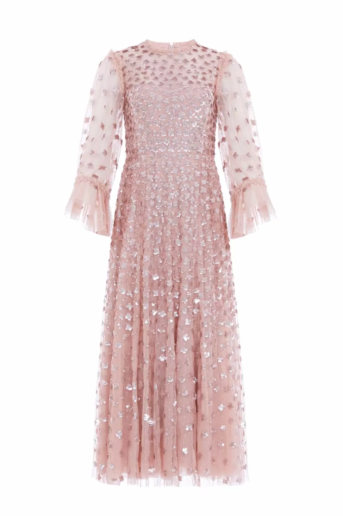 Needle & Thread Plus Size | Suknie Wieczorowe-Glisten Long Sleeve Ankle Gown Pink