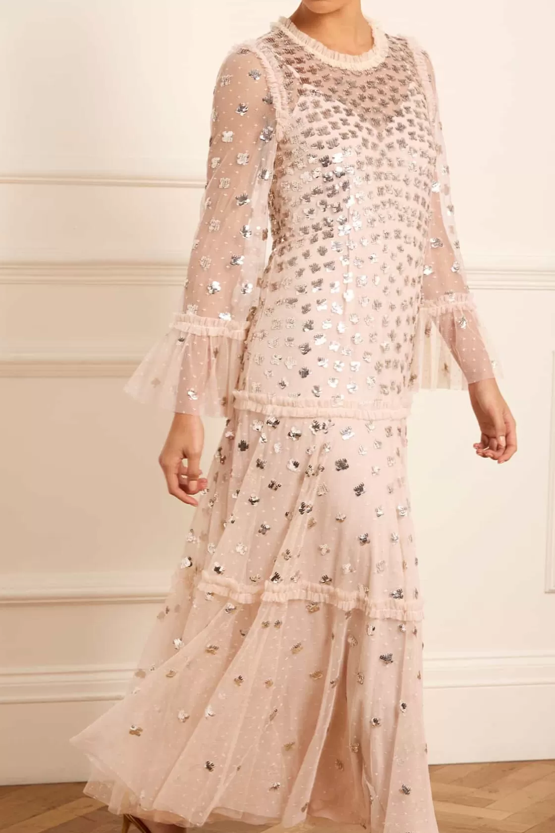 Needle & Thread Mamusia I Ja | Plus Size-Glisten Tiered Ankle Gown Beige