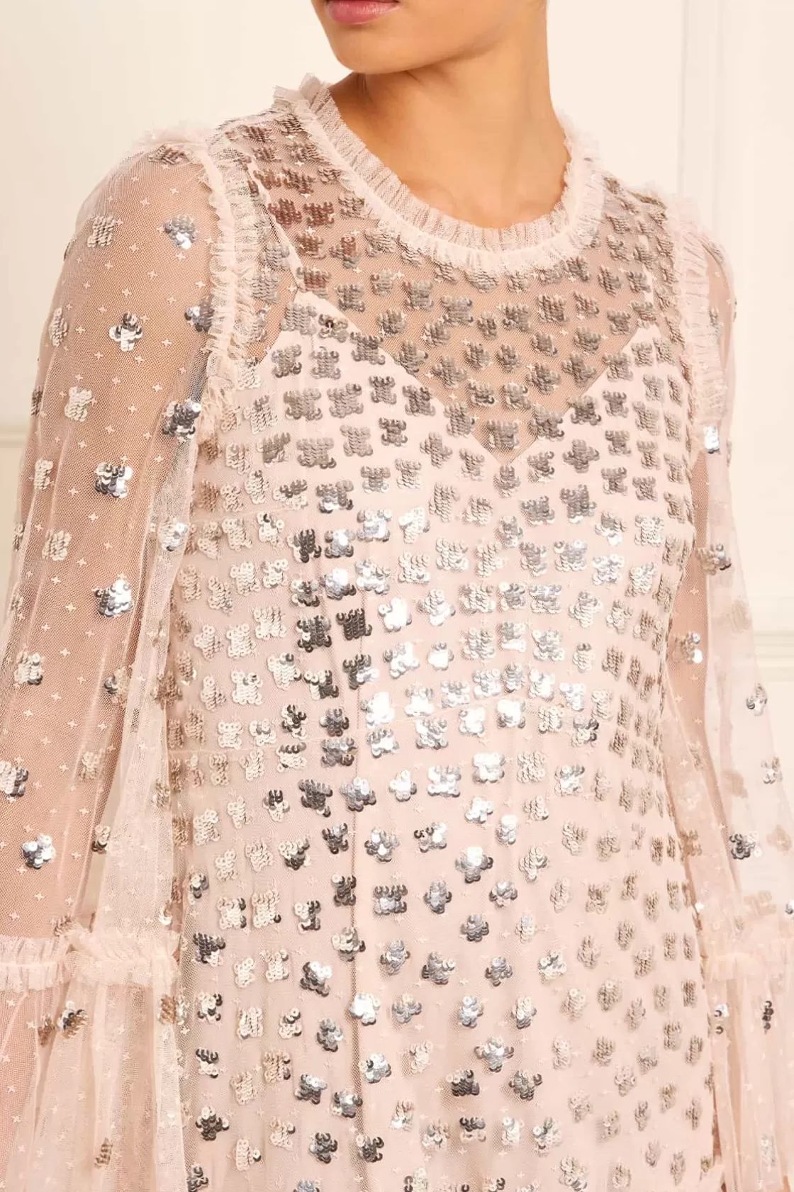Needle & Thread Mamusia I Ja | Plus Size-Glisten Tiered Ankle Gown Beige
