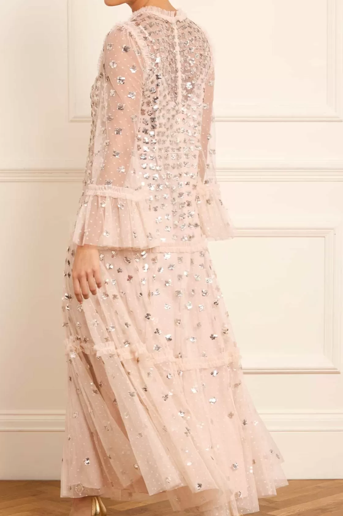 Needle & Thread Mamusia I Ja | Plus Size-Glisten Tiered Ankle Gown Beige